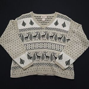 VTG Woolrich Winter Print Sweater SzS/M Christmas Fair Isle Cozy Cottage Granny